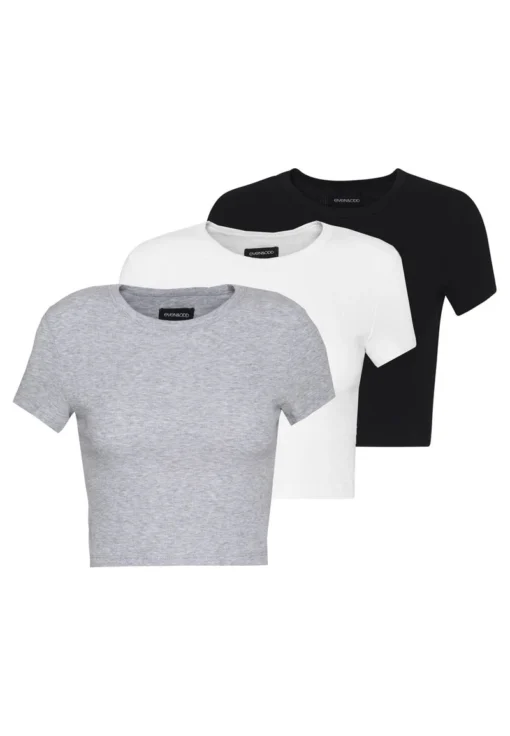 Even&Odd 3 PACK - T-Shirt Basic - White/black/light Grey -Even&Odd a5376e4c1d2c4eacb9af2169295be864