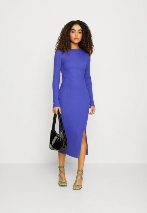 Even&Odd CIRC LONG SLEEVES MIDI HIGH SLIT DRESS - Strickkleid - Blue -Even&Odd e3f2b6988cf04fdf99ceb5e54d893c5b