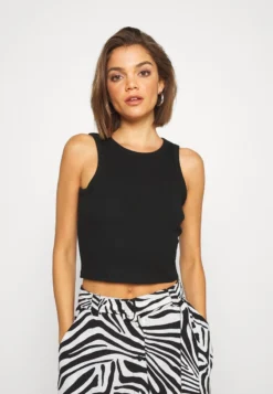 Even&Odd 2 PACK CROPPED TANK - T-Shirt Basic - Black/white -Even&Odd fe549daccf1140a5ba114db4c76cbac8